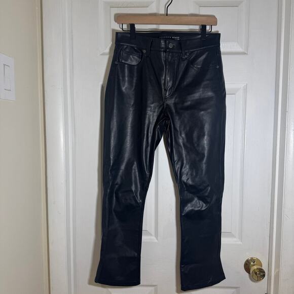 Veronica Beard Beverly Vegan Leather Skinny-Flare Black Pant Size 28 - Picture 2 of 13